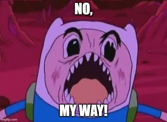 Finn The Human Meme | NO, MY WAY! | image tagged in memes,finn the human | made w/ Imgflip meme maker