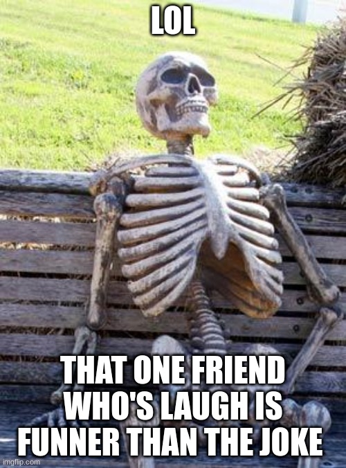 LOL | LOL; THAT ONE FRIEND WHO'S LAUGH IS FUNNER THAN THE JOKE | image tagged in memes,waiting skeleton | made w/ Imgflip meme maker