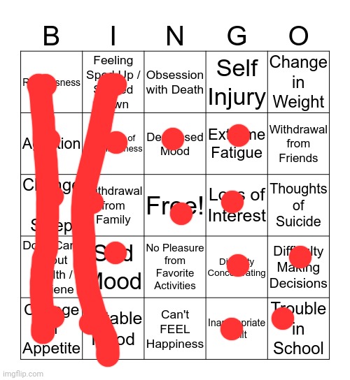 Yay. | image tagged in depression bingo | made w/ Imgflip meme maker