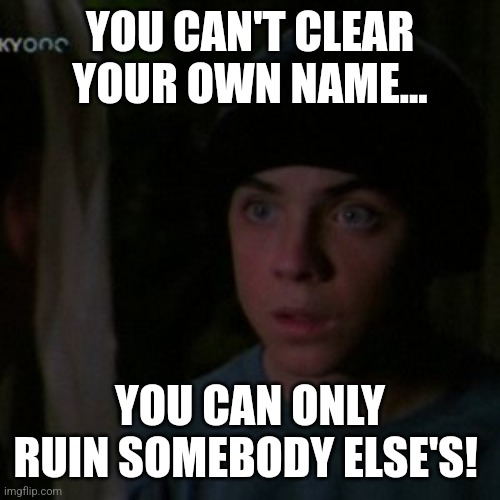 Can't Clear Your Own Name | YOU CAN'T CLEAR YOUR OWN NAME... YOU CAN ONLY RUIN SOMEBODY ELSE'S! | image tagged in malcolm in the middle | made w/ Imgflip meme maker
