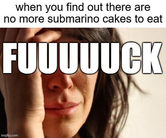 those cakes are a W | when you find out there are no more submarino cakes to eat; FUUUUUCK | image tagged in memes,first world problems,funny | made w/ Imgflip meme maker