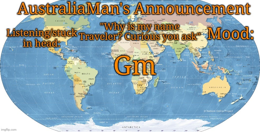 Australia announcement | Gm | image tagged in australia announcement | made w/ Imgflip meme maker