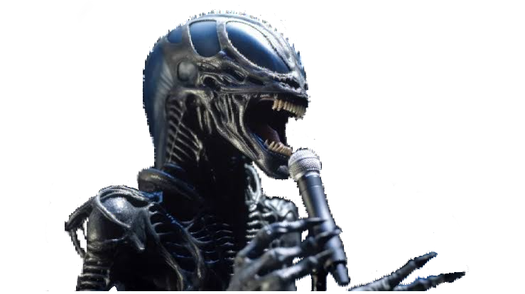 Alien el musical alien cantando con micrófono Blank Meme Template