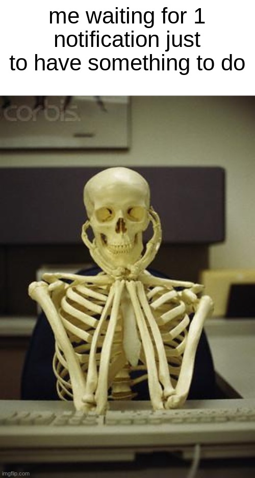 like bro, im kinda lonely rn | me waiting for 1 notification just to have something to do | image tagged in waiting skeleton | made w/ Imgflip meme maker