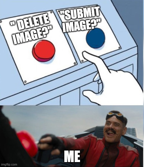 Hehe, red button! | ''SUBMIT IMAGE?''; '' DELETE IMAGE?''; ME | image tagged in hehe red button | made w/ Imgflip meme maker