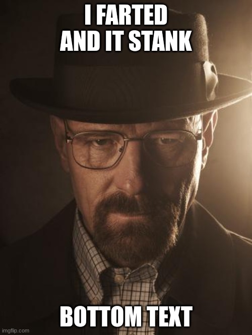 waltuh white | I FARTED AND IT STANK; BOTTOM TEXT | image tagged in walter white | made w/ Imgflip meme maker