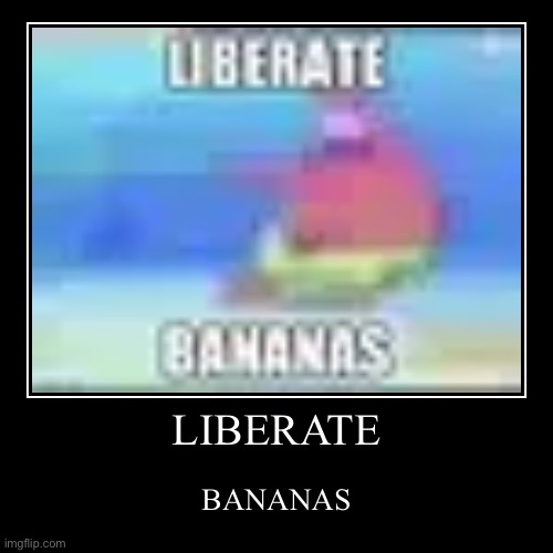 LIBERATE BANANAS | LIBERATE | BANANAS | image tagged in funny,demotivationals | made w/ Imgflip demotivational maker