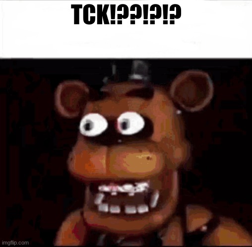 Shocked Freddy Fazbear | TCK!??!?!? | image tagged in shocked freddy fazbear | made w/ Imgflip meme maker