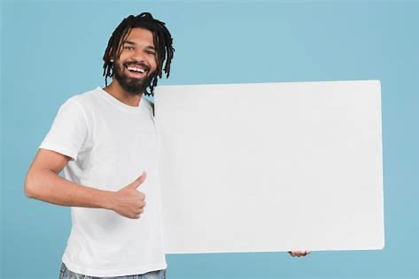 Man holding blank sign Blank Meme Template
