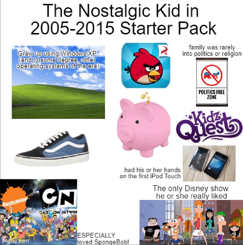 Nostalgic Kid Starter Pack | image tagged in starter pack,nostalgia | made w/ Imgflip meme maker
