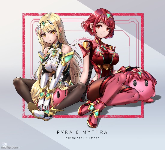 why is kirby's mouth touching mythra's thigh☠️ | made w/ Imgflip meme maker