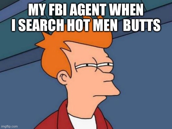 Why! | MY FBI AGENT WHEN I SEARCH HOT MEN  BUTTS | image tagged in memes,futurama fry | made w/ Imgflip meme maker