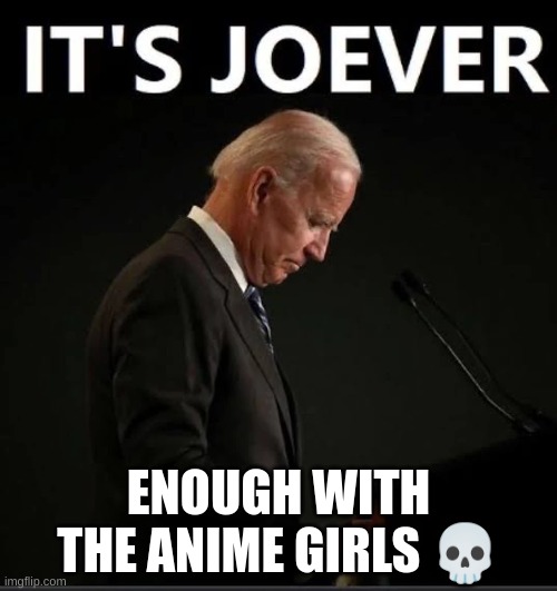 It's Joever | ENOUGH WITH THE ANIME GIRLS 💀 | image tagged in it's joever | made w/ Imgflip meme maker