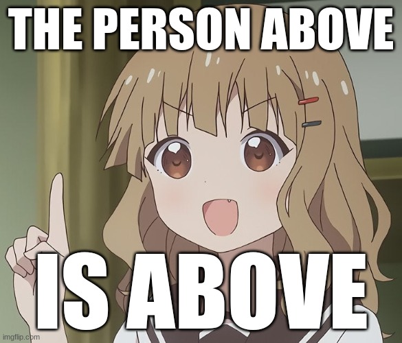 The person above me | THE PERSON ABOVE; IS ABOVE | image tagged in the person above me | made w/ Imgflip meme maker