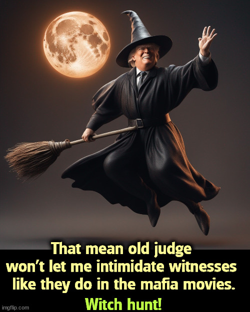 That mean old judge 
won't let me intimidate witnesses 
like they do in the mafia movies. Witch hunt! | image tagged in trump,gag,intimidate,witnesses,mafia,movies | made w/ Imgflip meme maker