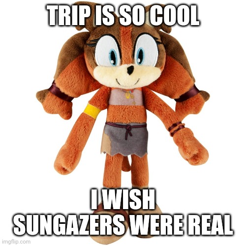 Sticks plush | TRIP IS SO COOL; I WISH SUNGAZERS WERE REAL | image tagged in sticks plush | made w/ Imgflip meme maker