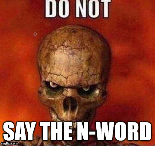 DO NOT skeleton | SAY THE N-WORD | image tagged in do not skeleton | made w/ Imgflip meme maker