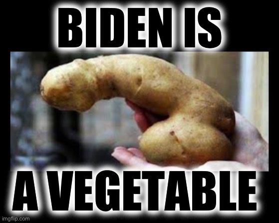 Dick Tater with Background | BIDEN IS A VEGETABLE | image tagged in dick tater with background | made w/ Imgflip meme maker