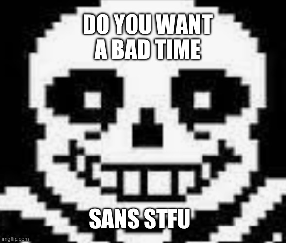 Sans | DO YOU WANT A BAD TIME; SANS STFU | image tagged in sans undertale | made w/ Imgflip meme maker