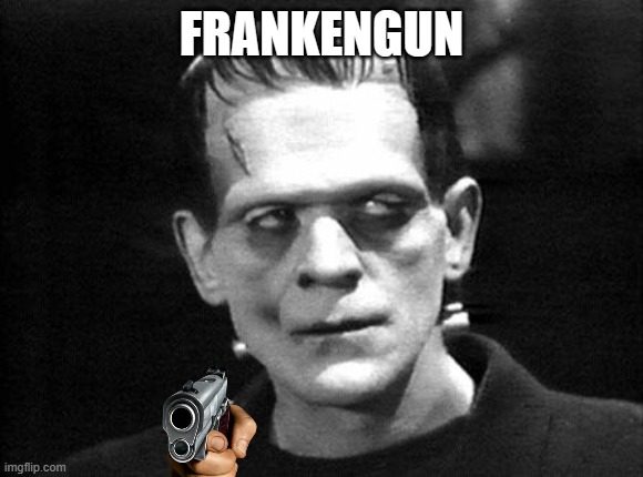 frankenstein | FRANKENGUN | image tagged in frankenstein | made w/ Imgflip meme maker