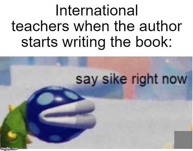 I'm becoming the author with all international teachers | International teachers when the author starts writing the book: | image tagged in say sike right now,memes,funny | made w/ Imgflip meme maker