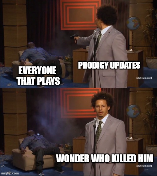 prodigy | PRODIGY UPDATES; EVERYONE  THAT PLAYS; WONDER WHO KILLED HIM | image tagged in memes,who killed hannibal | made w/ Imgflip meme maker