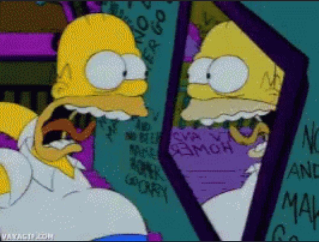 Homer Simpson Screaming At Himself In Mirror Blank Meme Template