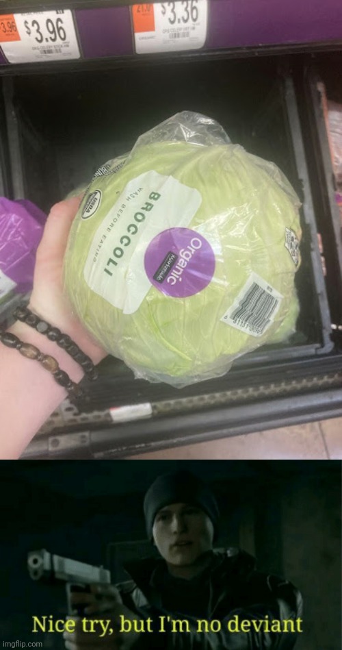 Lettuce | image tagged in nice try but i m no deviant,lettuce,broccoli,vegetables,you had one job,memes | made w/ Imgflip meme maker