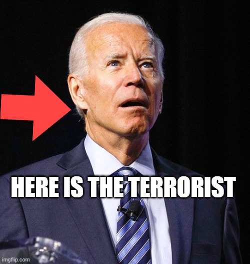 Joe Biden | HERE IS THE TERRORIST | image tagged in joe biden | made w/ Imgflip meme maker