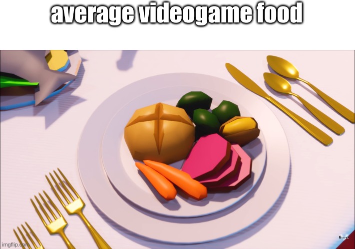 "food" | average videogame food | image tagged in average video game food | made w/ Imgflip meme maker