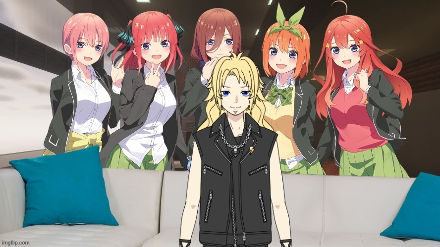 Quintuplets and One Blondie | image tagged in quintuplets and one x | made w/ Imgflip meme maker