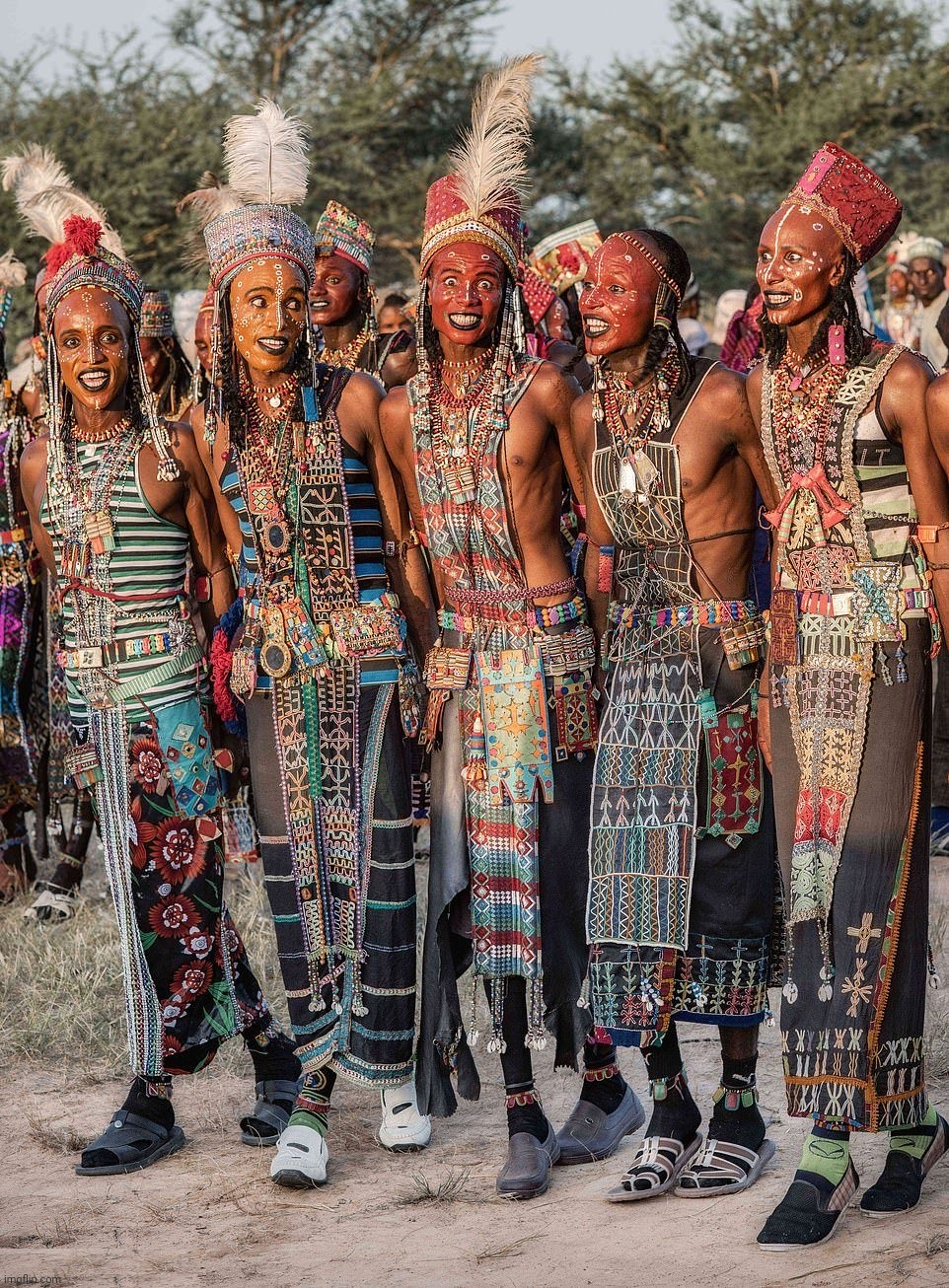 Wodaabe  at their Gerewol festival in Chad | image tagged in wodaabe,wodaabe gerewol festival in chad,gender | made w/ Imgflip meme maker