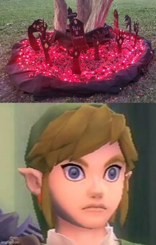 GLOOM HANDS IN YOUR YARD | image tagged in link shock,legend of zelda,the legend of zelda breath of the wild,tears of the kingdom | made w/ Imgflip meme maker