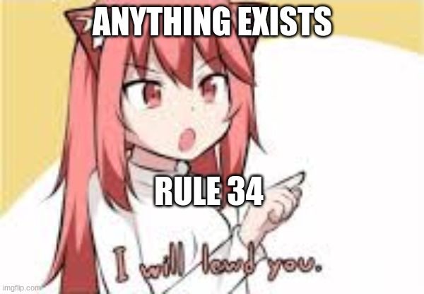 low quality bs i created | ANYTHING EXISTS; RULE 34 | image tagged in i will lewd you | made w/ Imgflip meme maker