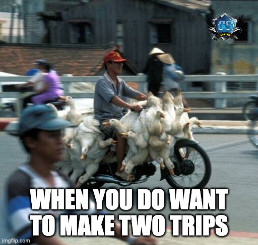 One Trip Biker | WHEN YOU DO WANT TO MAKE TWO TRIPS | image tagged in motorcycle,motorcycles | made w/ Imgflip meme maker