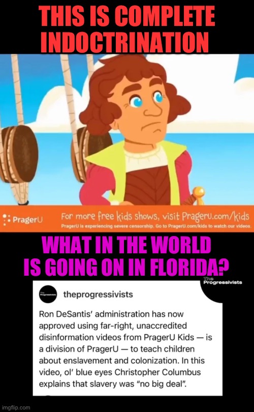 What is happening in our schools? | THIS IS COMPLETE INDOCTRINATION; WHAT IN THE WORLD IS GOING ON IN FLORIDA? | image tagged in stop,indoctrination | made w/ Imgflip meme maker