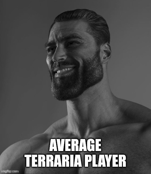 Giga Chad | AVERAGE TERRARIA PLAYER | image tagged in giga chad | made w/ Imgflip meme maker