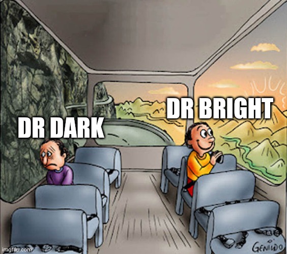 BRIGHT scp 69 | DR BRIGHT; DR DARK | image tagged in two guys on a bus,scp | made w/ Imgflip meme maker