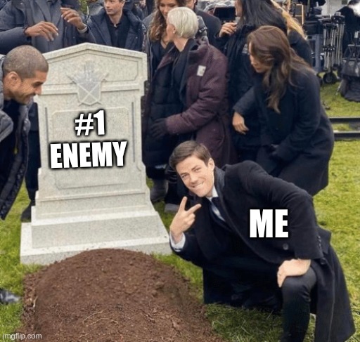 Grant Gustin over grave | #1 ENEMY; ME | image tagged in grant gustin over grave | made w/ Imgflip meme maker