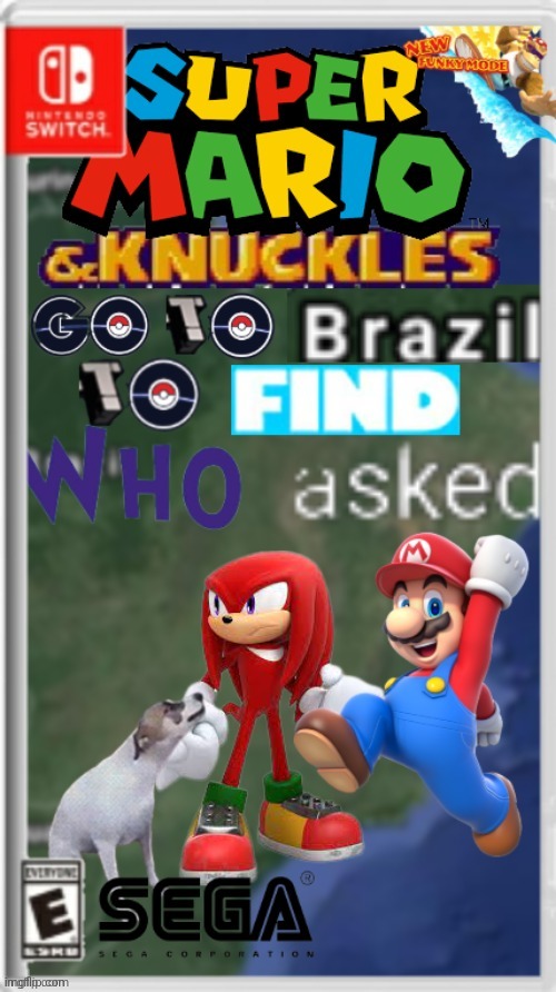 High Quality Super mario and knuckles go to brazil to find who asked Blank Meme Template