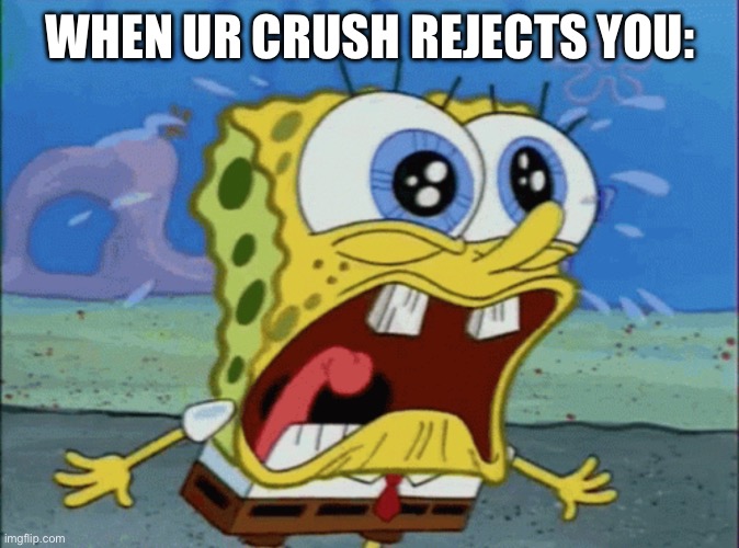 When ur crush rejects you | WHEN UR CRUSH REJECTS YOU: | image tagged in spongebob | made w/ Imgflip meme maker