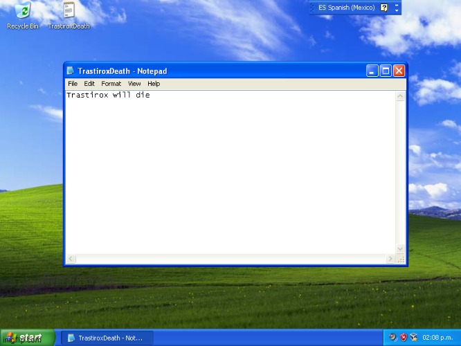 Just installed a Windows XP VM and this is my first text document on it | made w/ Imgflip meme maker