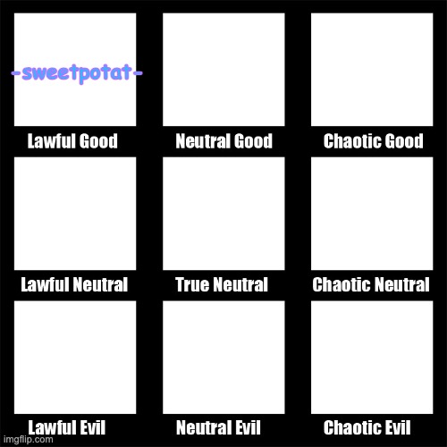 did another repost but add yourself | -sweetpotat- | image tagged in alignment chart | made w/ Imgflip meme maker