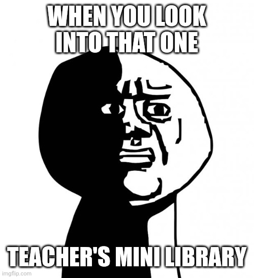 gae | WHEN YOU LOOK INTO THAT ONE; TEACHER'S MINI LIBRARY | image tagged in oh god why,lgbbq | made w/ Imgflip meme maker