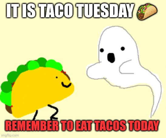 Important Tuesday facts | IT IS TACO TUESDAY 🌮; REMEMBER TO EAT TACOS TODAY | image tagged in important,taco tuesday,facts | made w/ Imgflip meme maker