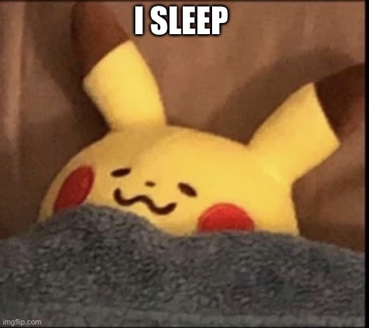 Pikachu sleep | I SLEEP | image tagged in pikachu sleep | made w/ Imgflip meme maker