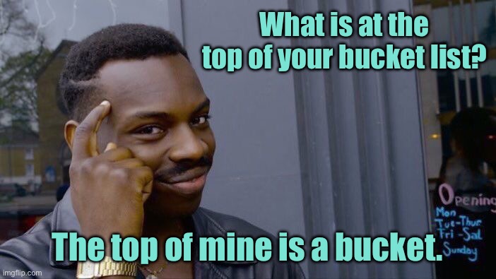 Top of bucket list | What is at the top of your bucket list? The top of mine is a bucket. | image tagged in memes,roll safe think about it,at the top,of your bucket list,mine is a bucket,fun | made w/ Imgflip meme maker