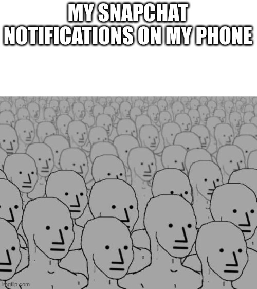 TOO MANY | MY SNAPCHAT NOTIFICATIONS ON MY PHONE | image tagged in npc crowd | made w/ Imgflip meme maker