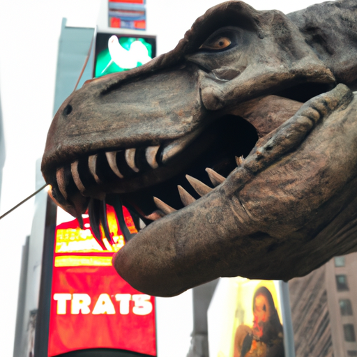 a dinosaur in times square Blank Meme Template