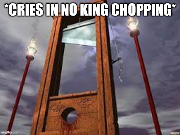 guillotine | *CRIES IN NO KING CHOPPING* | image tagged in guillotine | made w/ Imgflip meme maker